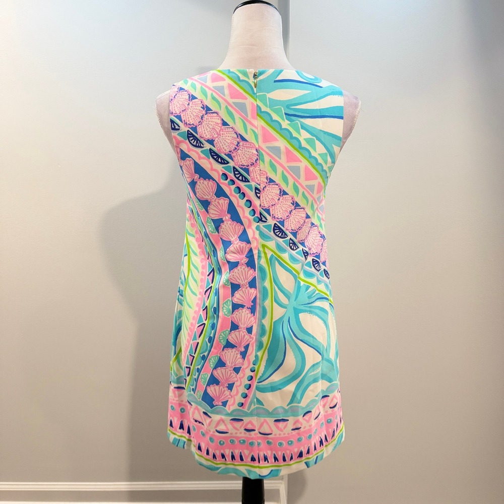Lilly Pulitzer Womens Narissa Stretch Shift Dress Coco Island Pink Blue Size 0 - Picture 3 of 9